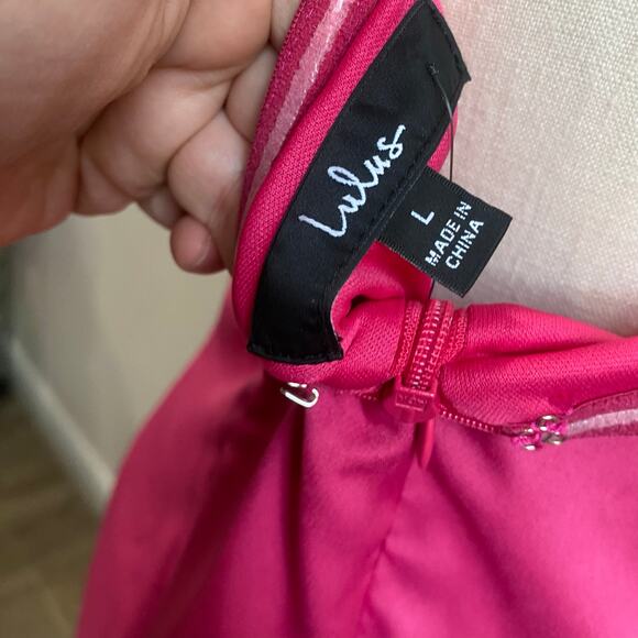 Lulus Glamorous Times Hot Pink Strapless Bodycon Mini Dress Size L NWT - Picture 5 of 10